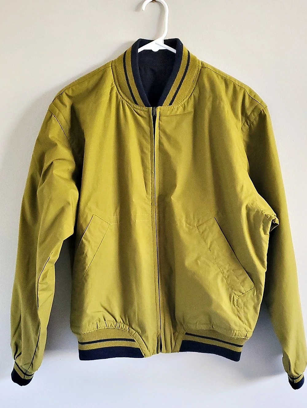 Focus Reversible Bomber Jacket Mustard & Blue Sz S Casual Baddy Fall Streetwear